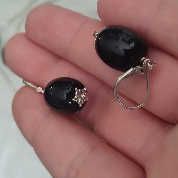 Necklace and earrings set, onyx and 925,17 inches - Picture 9 of 9